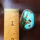 For Men Large Royston Turquoise Stamped Sterling Silver Ring Size 12