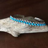 Sterling Natural Sleeping Beauty Turquoise Cuff Bracelet Signed Paul Livingston