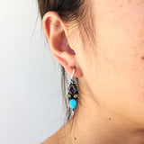 Classy Sleeping Beauty Turquoise with Green and Purple Topaz Earrings