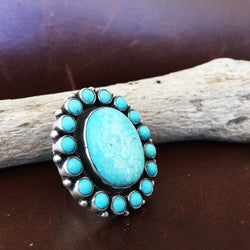 Beautiful Sterling Silver Light Blue Carico Lake Mini Clustered Ring Size 7