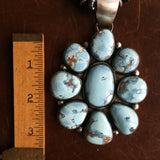 Large Statement 9-Stoned Desert Lavender Flower Pendant with Navajo Beads