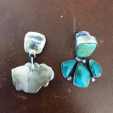 Assymetric Geometrial Carico Lake Turquoise Sterling Silver Dangle Earrings
