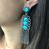 Handmade Luxury 4-Stoned Persian Turquoise Sterling Silver Dangle Earrings