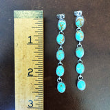 Long Dangle Handmade Number 8 Turquoise Sterling Silver Dangle Earrings