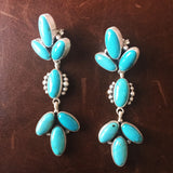 Classy Natural 7 Stone Campitos Turquoise Sterling Earrings Handmade Signed