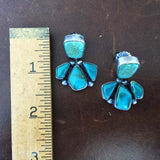 Assymetric Geometrial Carico Lake Turquoise Sterling Silver Dangle Earrings