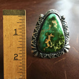 Large Handmade Sterling Silver Royston Turquoise Triangle Statement Ring Size 8