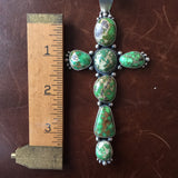 High Grade Carico Lake Turquoise Cross Necklace Sterling Signed Donovan Cadman