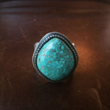 For Men Lone Mountain Turquoise Natural Stone Sterling Ring Signed Size 14