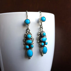 Orion's Belt Sleeping Beauty Turquoise Dangle Earrings Signed Leo Feeney
