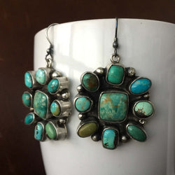 Handmade Sterling Silver Medium Cluster Carico Lake Flower Earrings Var 2