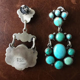 Handmade Sterling Silver Rounded Blue Green Carico Lake Dangle Earrings