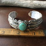 Beautiful Feather Sterling Light Tiffany Green Campitos Turquoise Bracelet