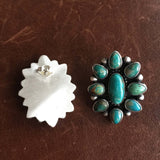 Beautiful Handmade Sterling Silver Tylon Turquoise Mini Cluster Flower Earrings