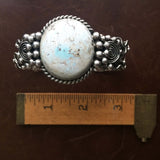 Large Natural Circular Dry Creek Turquoise Sterling Silver Overlay Bracelet