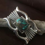 Robert Chee Sterling Belt Buckle Carico Lake Turquoise Handmade Signed Unisex