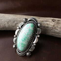 Handmade Sterling Silver Overlay Carico Lake Ring Size 7 Signed Marita Benally