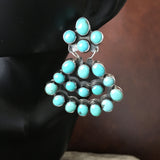 Pyramid Shaped Campitos Turquoise Sterling Earrings Cluster Style Signed B