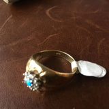 Handmade Gold Sleeping Beauty with Mini Diamonds Ring Size 8