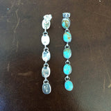 Long Dangle Handmade Number 8 Turquoise Sterling Silver Dangle Earrings