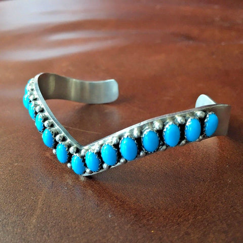 Sterling Natural Sleeping Beauty Turquoise Cuff Bracelet D Livingston Signed