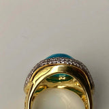 Eye of the Ocean 18K Gold Mini Diamond and Natural Sleeping Beauty Ring Size 6
