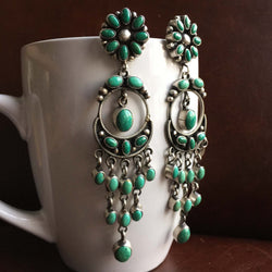 Emerald Sunrise Carico Lake Turquoise Dangle Earrings Signed Eleanor Largo