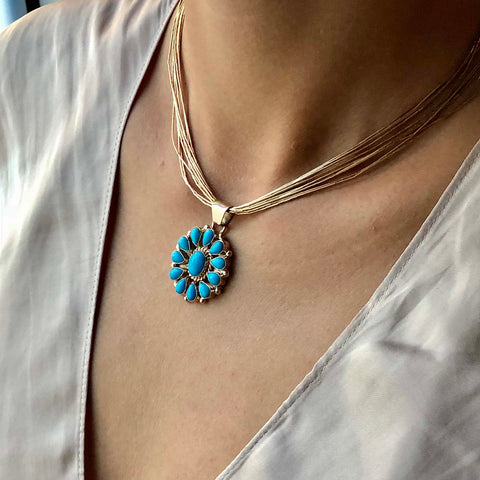 14K Sleeping Beauty Turquoise Gold Necklace (CIRARI)-8330XQ | Juwelo