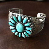 Handmade Sea Bluegreen Carico Lake Turquoise Flower Bracelet Cuff