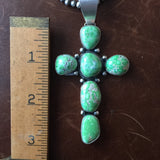 High Grade Carico Lake Turquoise Cross Necklace Sterling Signed Donovan Cadman