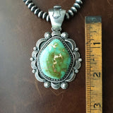 Heavy Gauge Royston Turquoise Sterling Necklace Pendant Handmade Marita