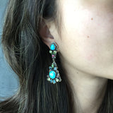 Natural Sleeping Beauty Turquoise with mixed Topaz Earrings Leo Feeney