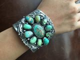 Beautiful Sterling Blue Carico Lake Turquoise Cuff Signed Darrin Livingston