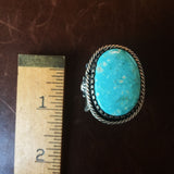 For Men Medium Kingman Turquoise Stamped Sterling Silver Ring Size 10