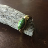 Gem Grade Lime Green Carico Lake Turquoise Ring in 18K Gold Mona Van Riper Sz 8