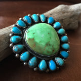 Natural Carico Lake Turquoise Statement Ring with Ithaca Peak Mini Stones Size 7
