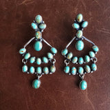 Navajo Handmade Sterling Silver Carico Lake Mini Cluster Chandelier Earrings