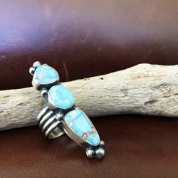 Navajo Handmade Sterling Silver 3 Stoned Gobi Desert Lavender Ring Signed Size 9