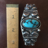 Navajo Handmade Sterling Silver Bisbee Turquoise Bracelet Signed Danny Clark