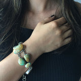 Handmade Bi-Color Natural Carico Lake Chain Bracelet Signed Kathleen El