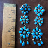 Handmade Sterling Sleeping Beauty Turquoise Dangle Earrings Signed Emma Lincoln
