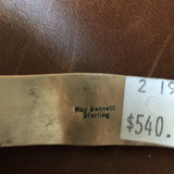 Natural White Buffalo Stamped Sterling Silver Bracelet Signed Ray Bennett