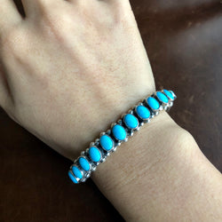 Blue Fairytale Sleeping Beauty Turquoise Bracelet Bangle Signed Leo Feeney