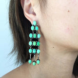 Clustered Lime Green Australian Gaspeite Turquoise Dangle Earrings