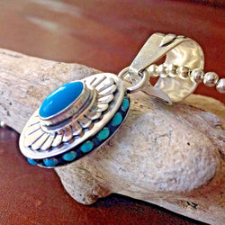 Danny Clark Signed Unique Sleeping Beauty Turquoise Cluster Necklace and Pendant