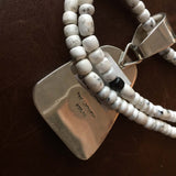 Beautiful Sterling Silver White Buffalo Pendant with White Buffalo Beads