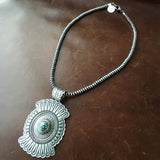 New Lander Silver Stamp Sterling Necklace with mini Navajo Beads Signed