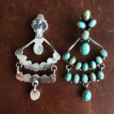 Navajo Handmade Sterling Silver Carico Lake Mini Cluster Chandelier Earrings