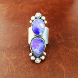 Beautiful Handmade Sterling Silver 2-Stoned Light Purple Sugilite Ring Size 7.5