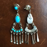 Pearls of Neptune Sleeping Beauty Turquoise Earrings Signed Carlos Santa Fe
